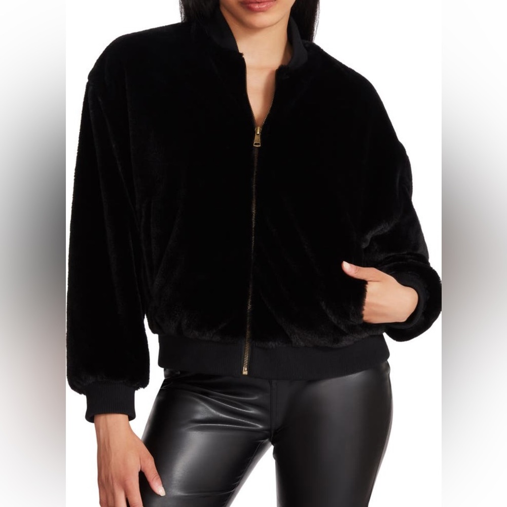 Steve Madden Faux Fur Bomber Jacket - Small